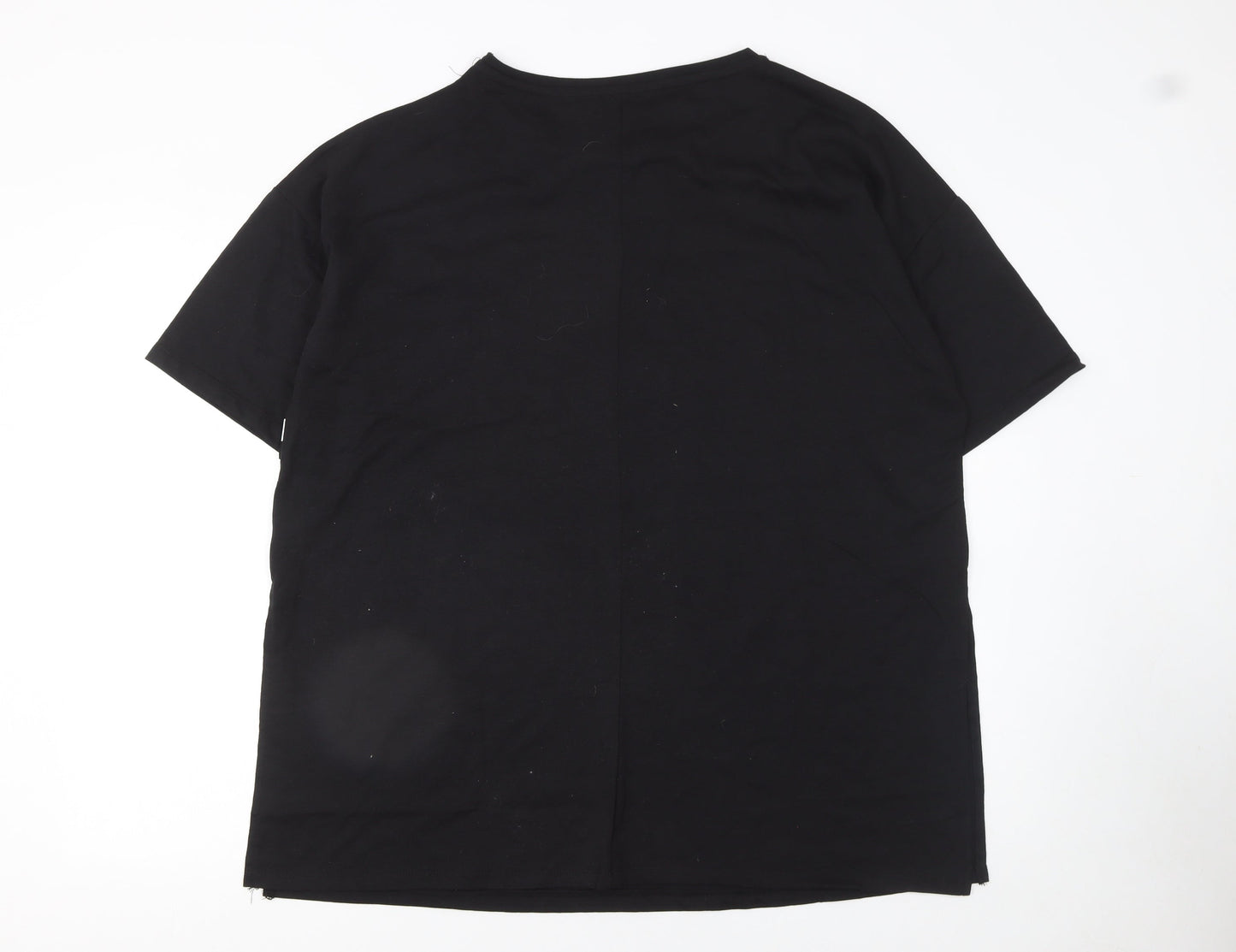 Yours Womens Black Heart Rhinestone Stripe T-Shirt Size 20