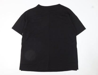 Yours Womens Black Heart Rhinestone Stripe T-Shirt Size 20