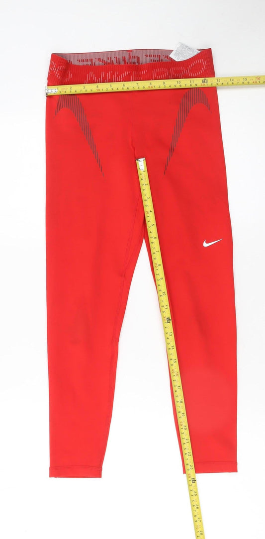 Womens UK Size S Nike Slim Fit Ankle Red Leggings