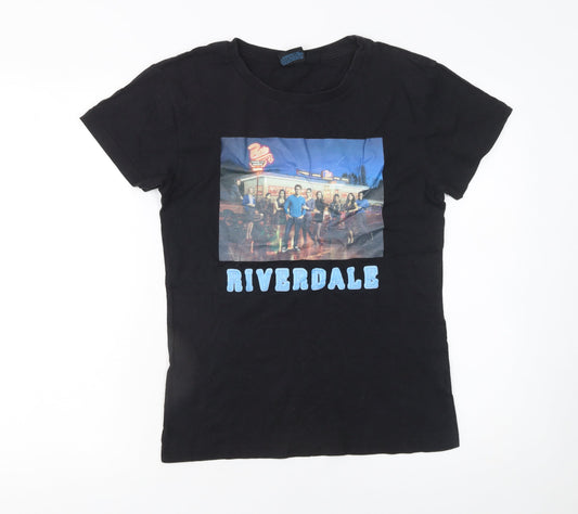 Womens UK Size XS Riverdale Black Basic T-Shirt