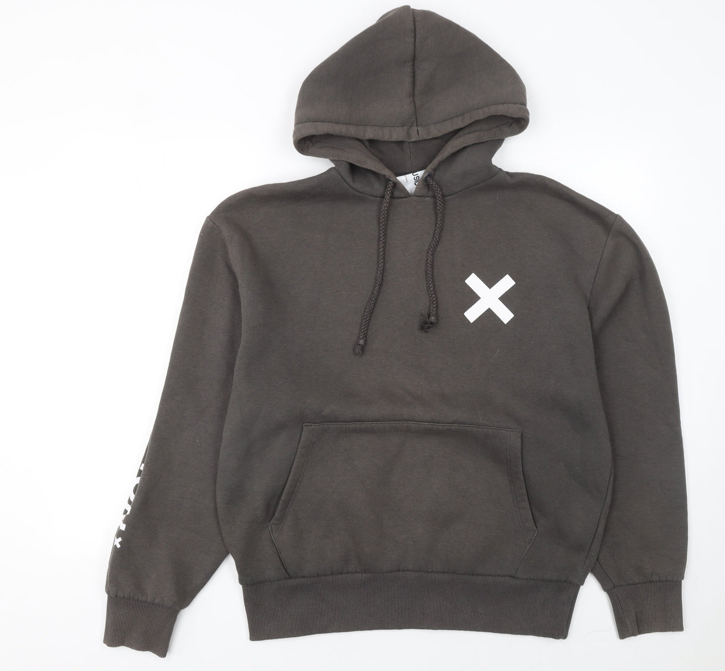 Mens UK Size S COLLUSION Brown Pullover Hoodie