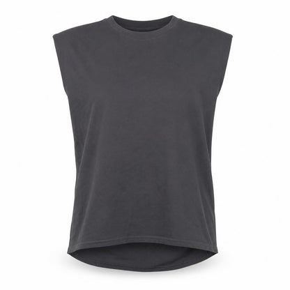 4th & Reckless Womens Black Sleeveless Cotton Basic T-Shirt L