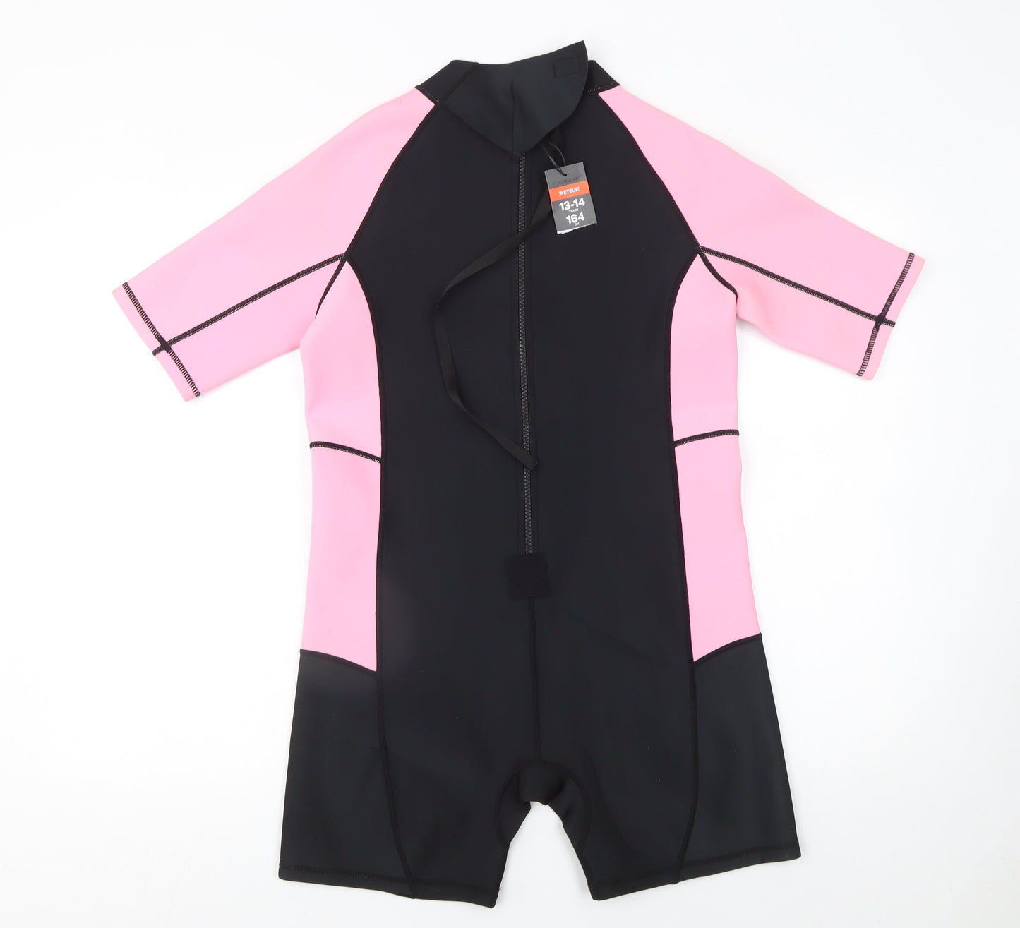 Primark Girls Pink & Black Short Sleeve Wetsuit 13-14 Years Sports Beachwear