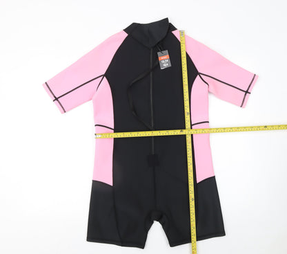 Primark Girls Pink & Black Short Sleeve Wetsuit 13-14 Years Sports Beachwear