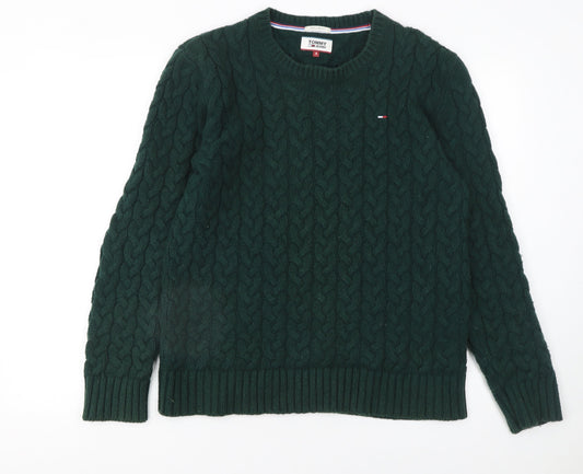 Mens UK Size S Tommy Jeans Green Pullover Jumper