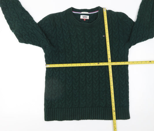 Mens UK Size S Tommy Jeans Green Pullover Jumper