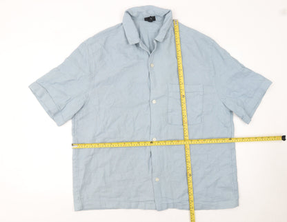 H&M Men’s Blue Regular Fit Short Sleeve Button-Up Shirt XL