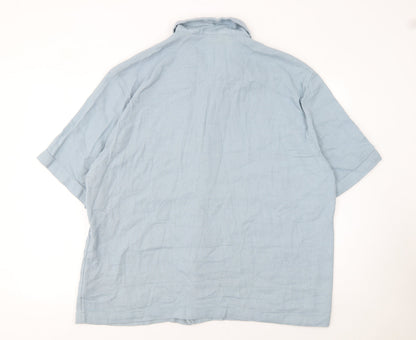 H&M Men’s Blue Regular Fit Short Sleeve Button-Up Shirt XL