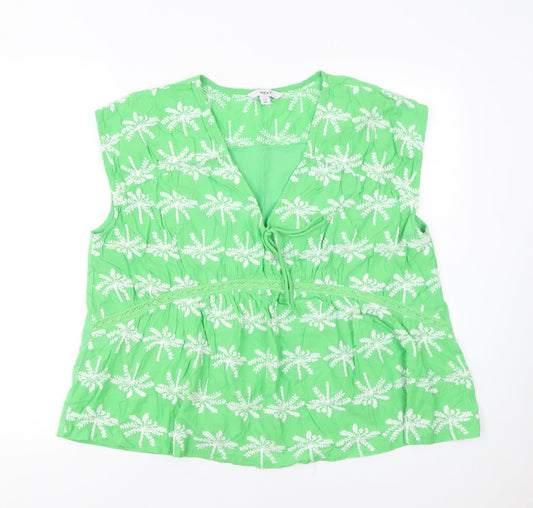 Womens UK Size 16 NEXT Green Tunic Blouse