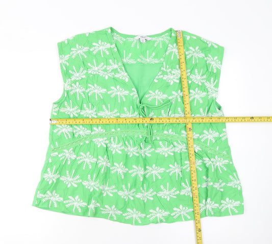 Womens UK Size 16 NEXT Green Tunic Blouse