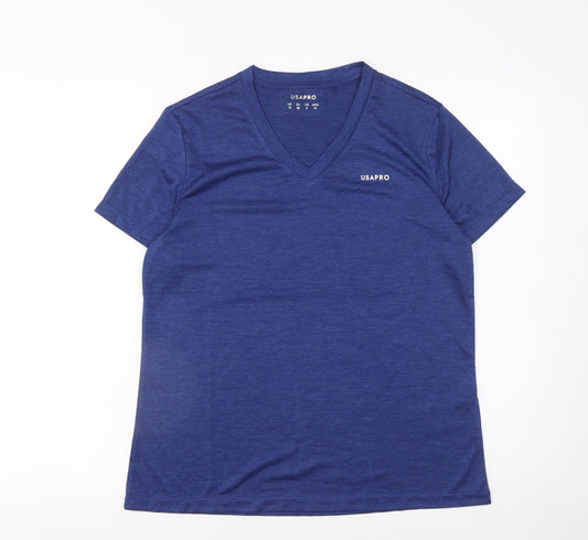 Womens UK Size 10 US PRO Blue Gym & Training Running & Jogging Yoga T-Shirt