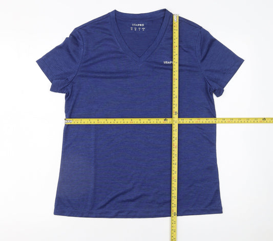 Womens UK Size 10 US PRO Blue Gym & Training Running & Jogging Yoga T-Shirt