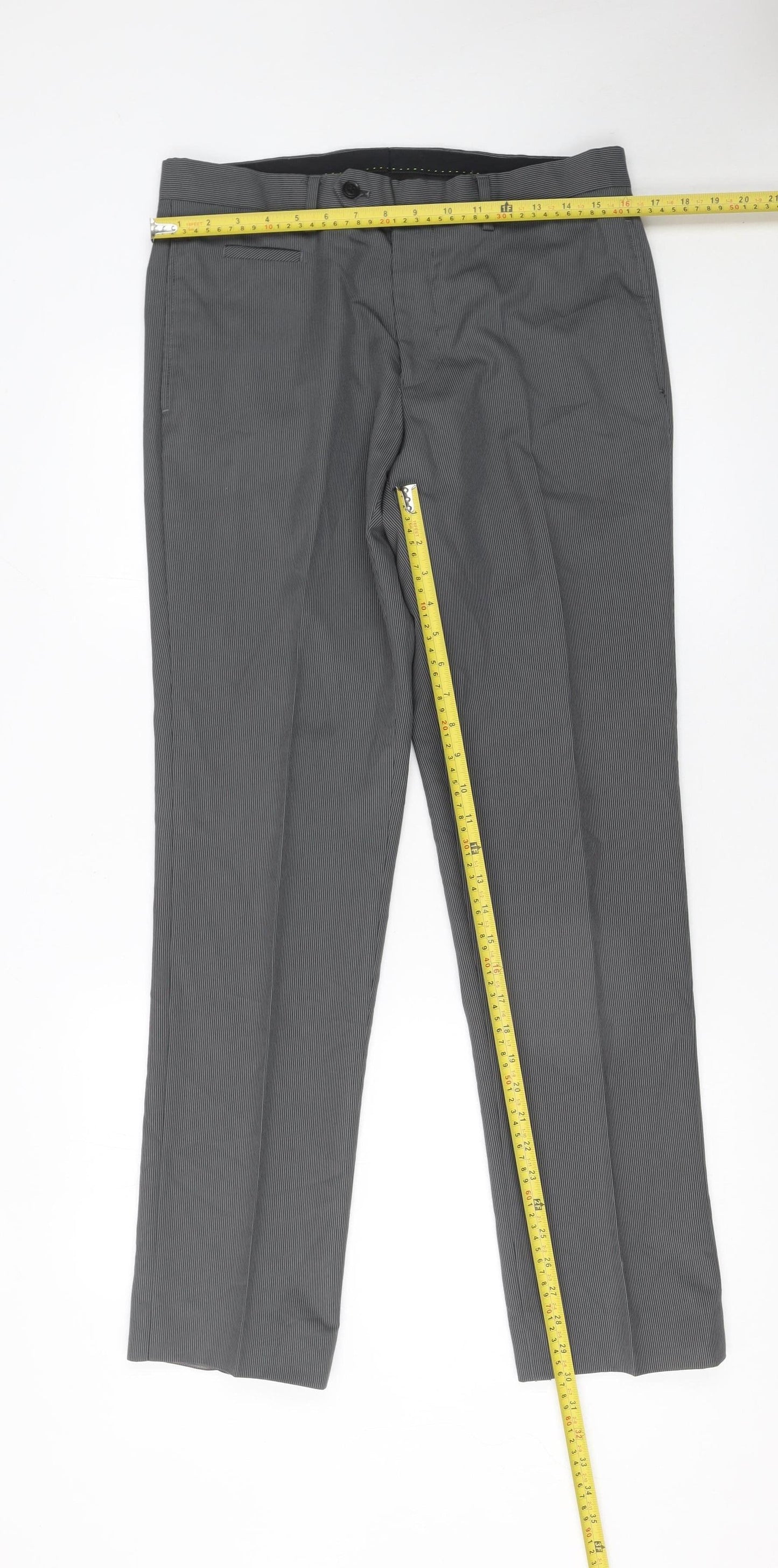 Mens UK Size 38R Remus Uomo Regular Fit Dress Pants Grey Trousers