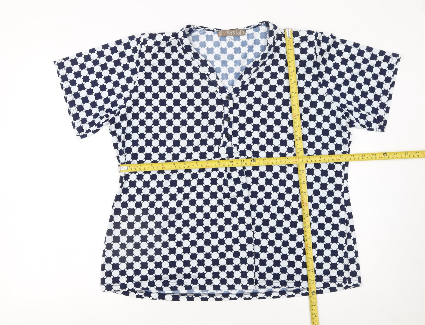 Womens UK Size 14 Mer & Sud Blue Basic Blouse