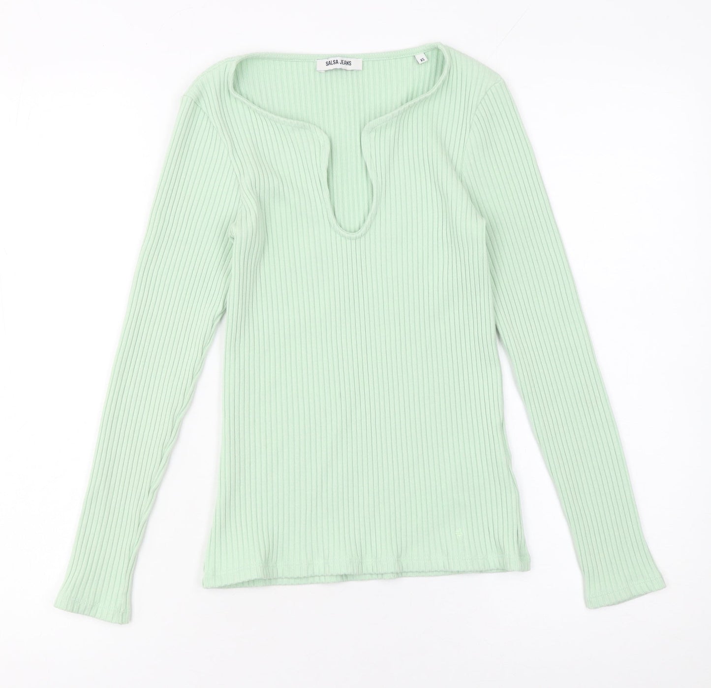 Womens UK Size XS Salsa Jeans Green Basic T-Shirt
