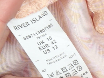 Womens UK Size 16 River Island Pink Cropped Blouse