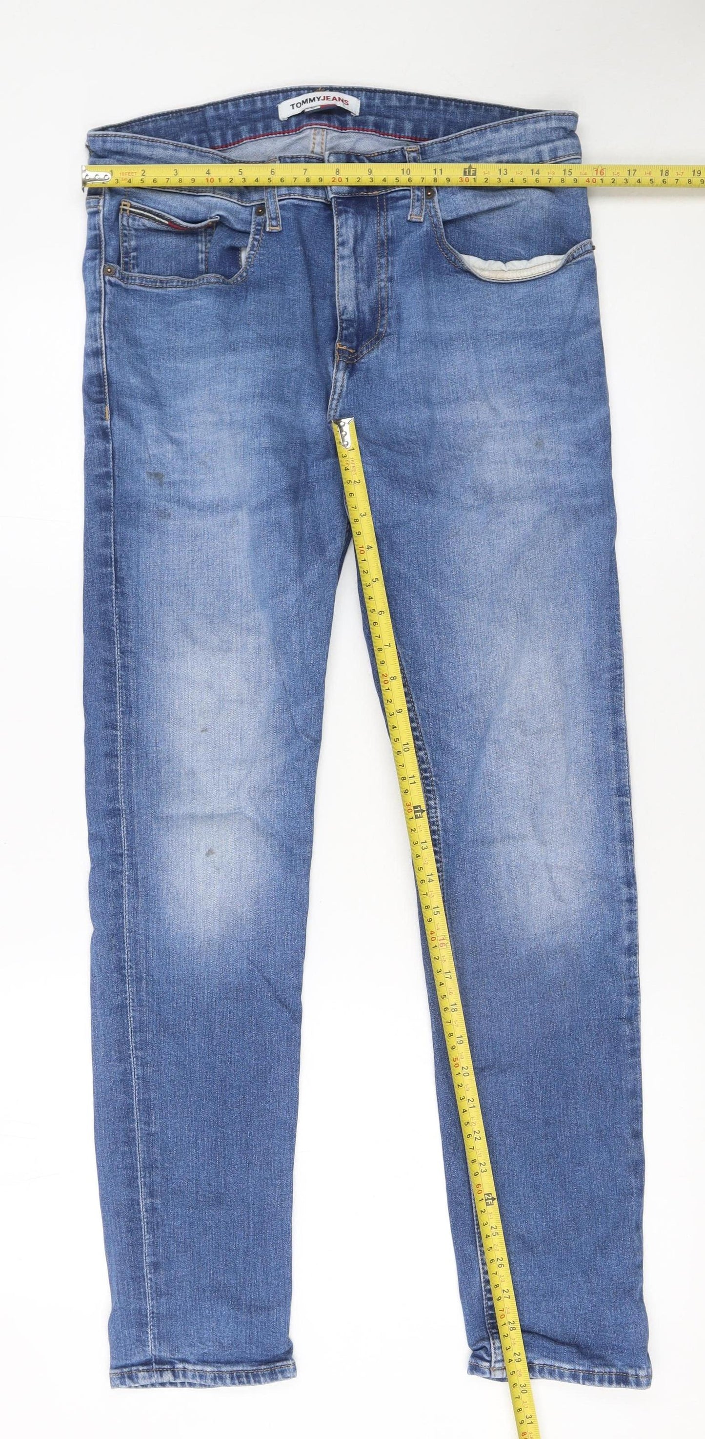 Mens UK Size M Tommy Jeans Slim Fit Skinny Blue Jeans