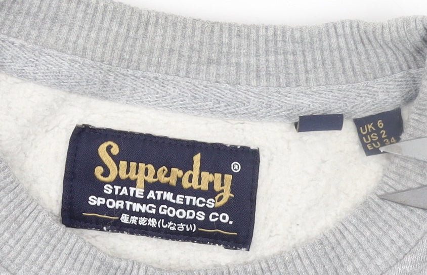 Womens UK Size 6 Superdry Grey Pullover Sweatshirt