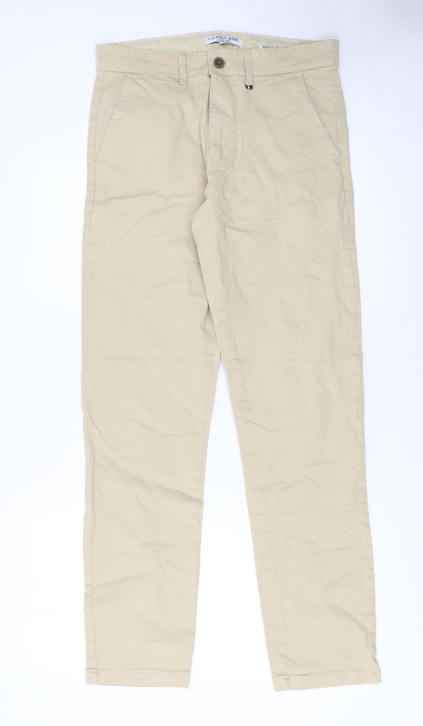 Mens UK Size 30R U.S. Polo Assn. Regular Fit Chino Beige Trousers