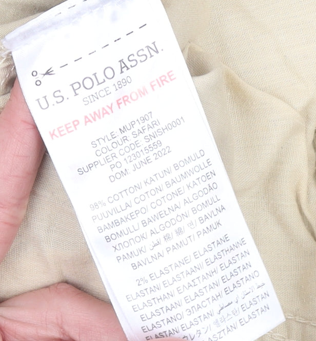 Mens UK Size 30R U.S. Polo Assn. Regular Fit Chino Beige Trousers