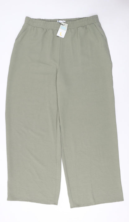 Primark Women’s Green Wide-Leg Trousers Size L Polyester Casual