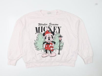 Womens UK Size L Disney Pink Pullover Sweatshirt
