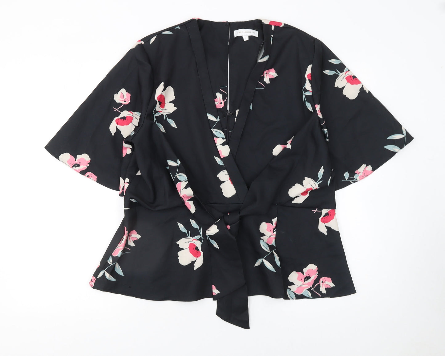 Womens UK Size 16 Marc Angelo Black Wrap Blouse