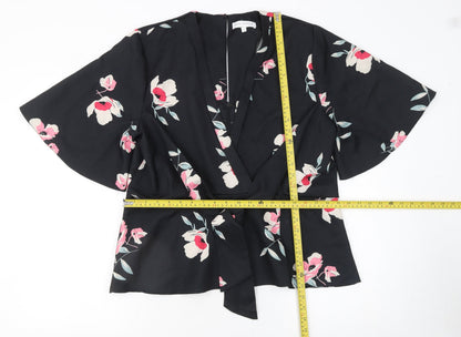 Womens UK Size 16 Marc Angelo Black Wrap Blouse