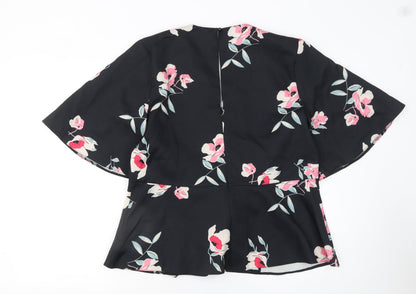Womens UK Size 16 Marc Angelo Black Wrap Blouse