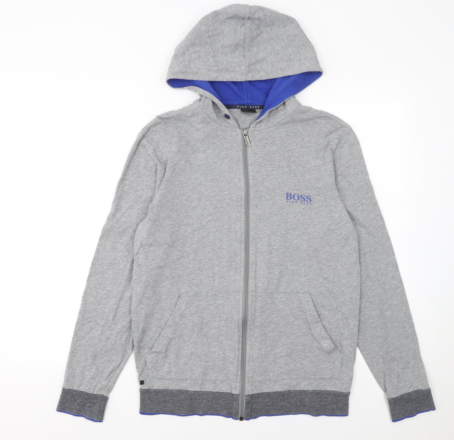 Mens UK Size S HUGO BOSS Grey Full Zip Hoodie