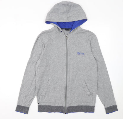Mens UK Size S HUGO BOSS Grey Full Zip Hoodie