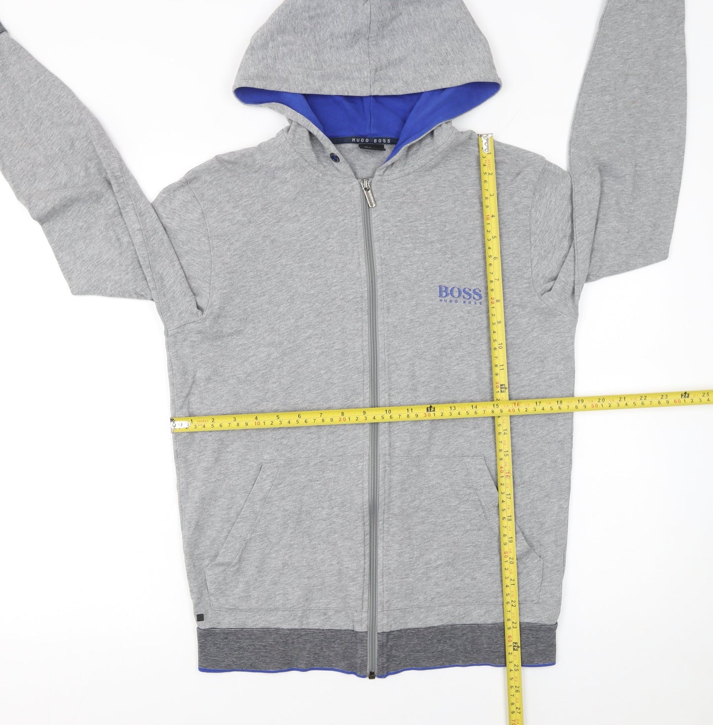 Mens UK Size S HUGO BOSS Grey Full Zip Hoodie