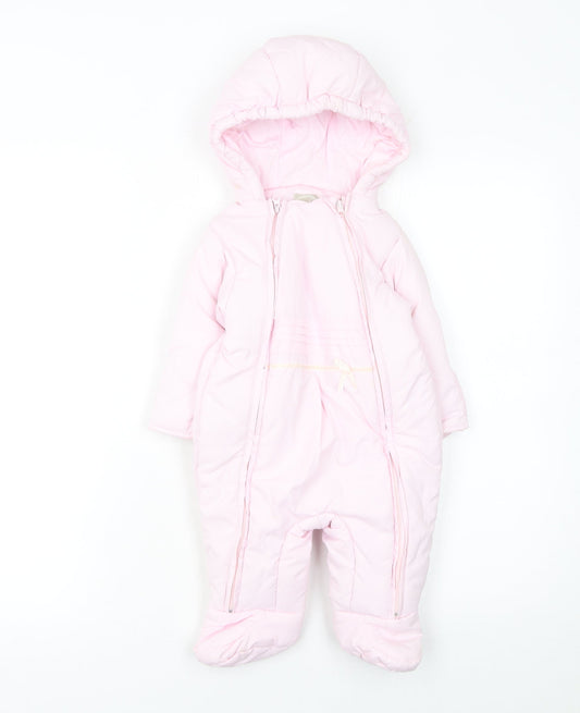 Prémaman Pink Hooded Snowsuit 6-9 Months Unisex Baby Winter Padded Suit