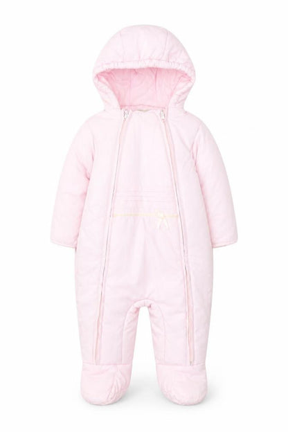 Front view of Prémaman Pink Hooded Snowsuit 6-9 Months unisex baby winter padded suit