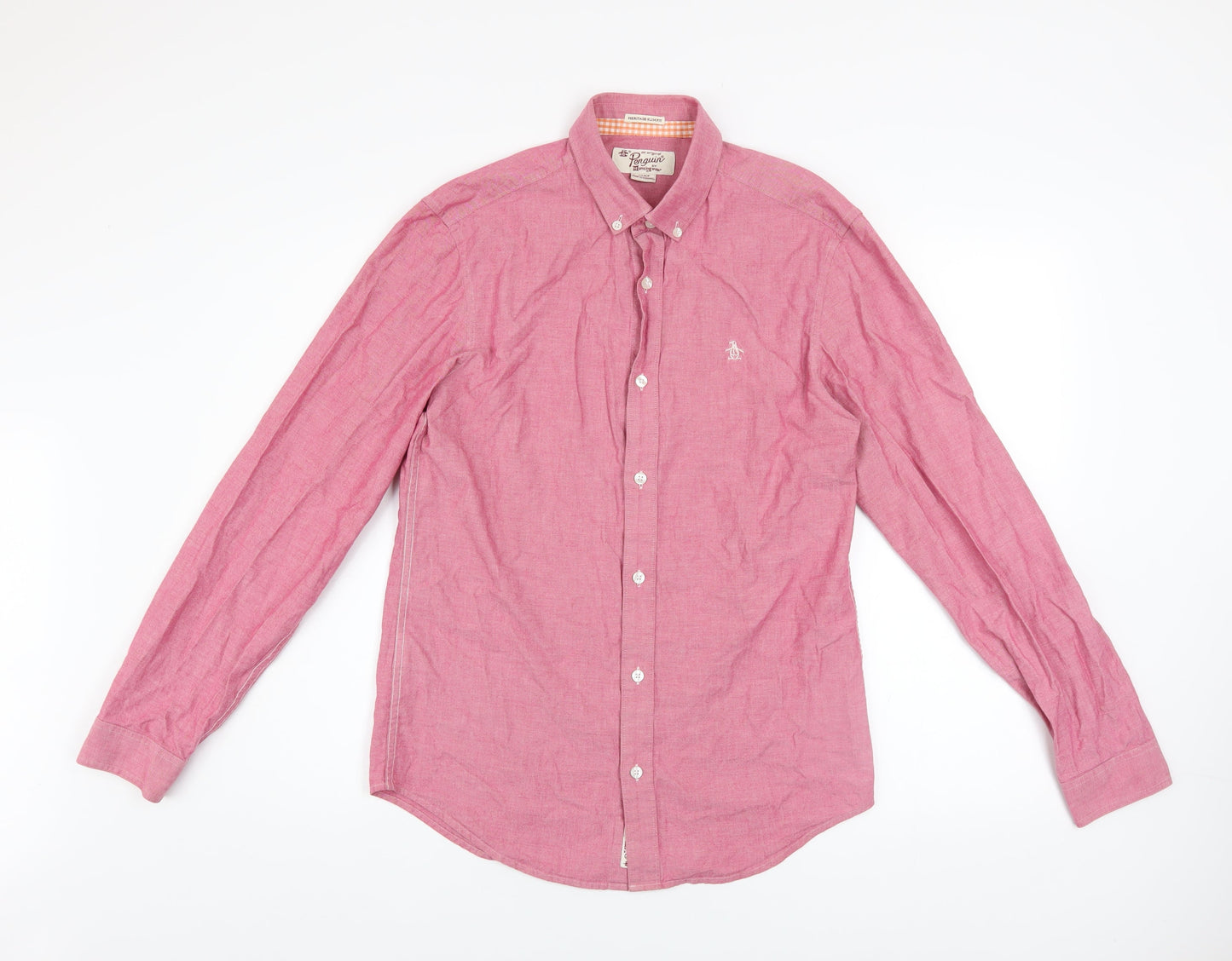 Original Penguin Men’s Pink Slim Fit Long Sleeve Button-Up Shirt Size S