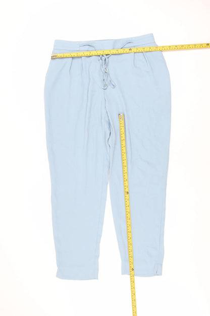 Zara Women Blue Tapered Drawstring Trousers L Polyester Lightwear