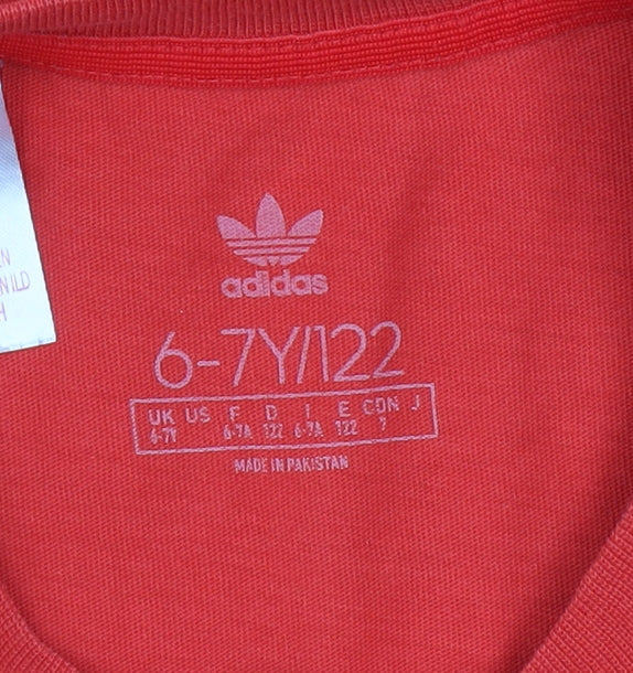Boys UK Size 6-7 Years adidas Red Basic T-Shirt