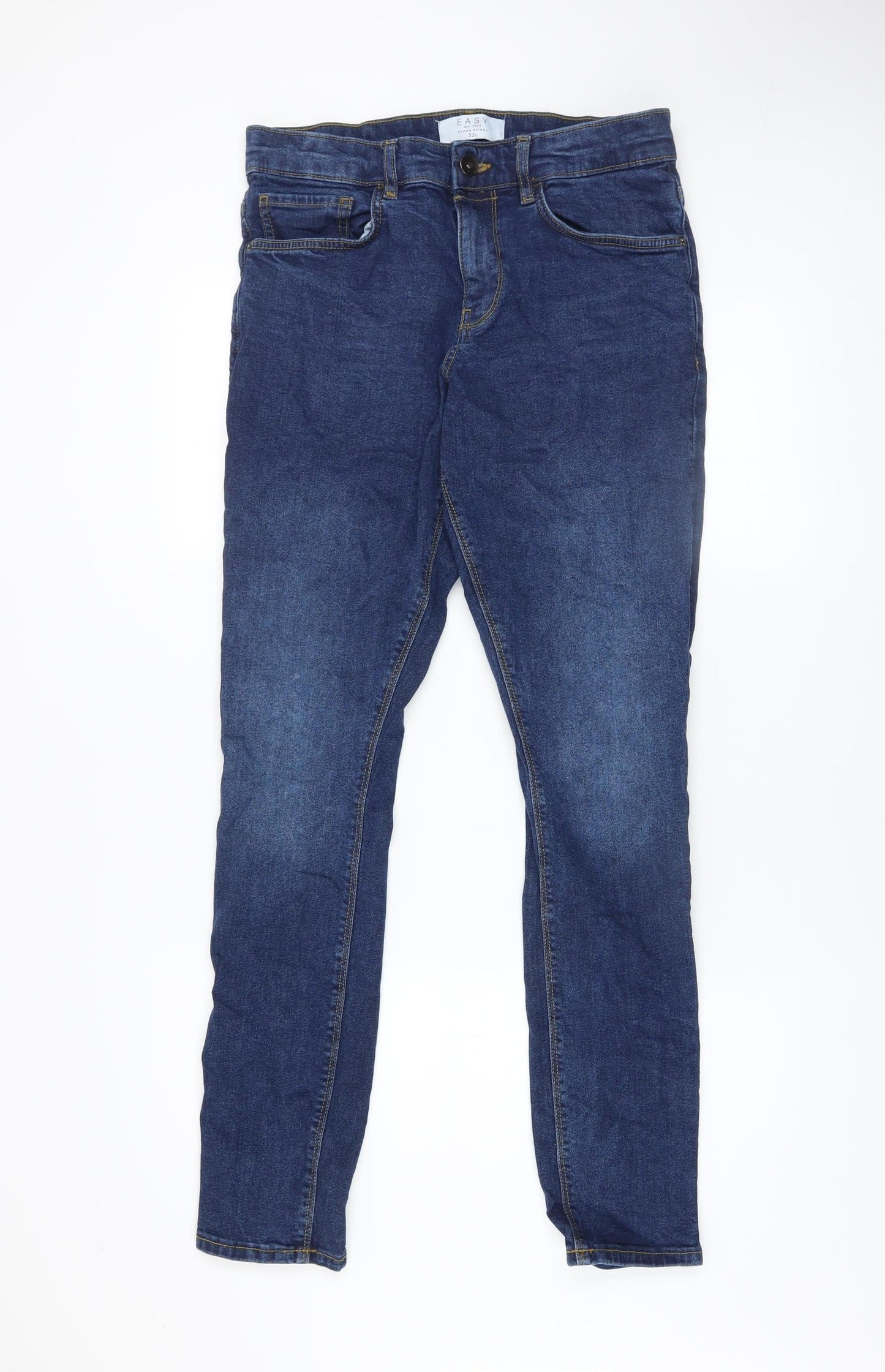 Mens UK Size 32L Easy Extra-Slim Fit Skinny Blue Jeans
