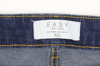 Mens UK Size 32L Easy Extra-Slim Fit Skinny Blue Jeans