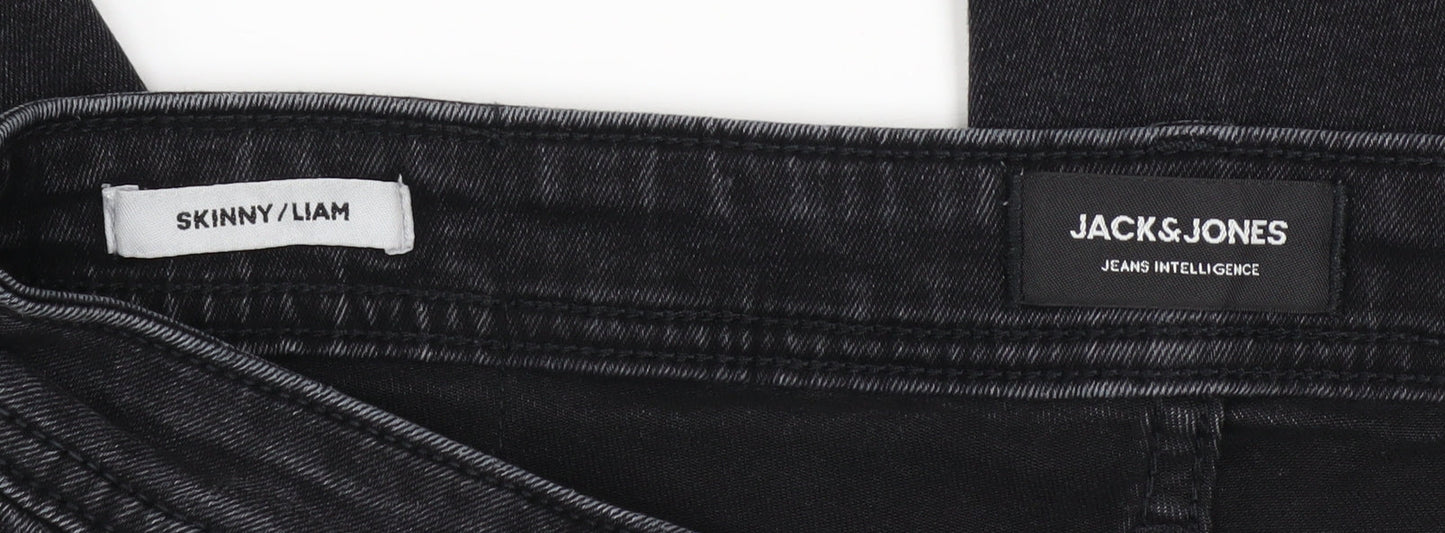 Mens UK Size M JACK & JONES Slim Fit Skinny Black Jeans
