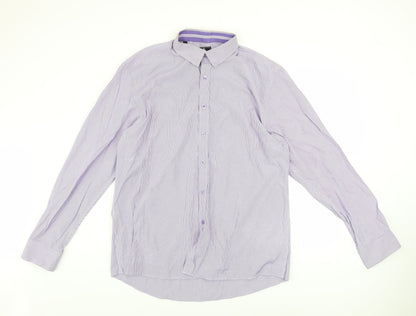 Daniel Rosso Men's Purple Striped Button-Up Shirt XL Classic Fit
