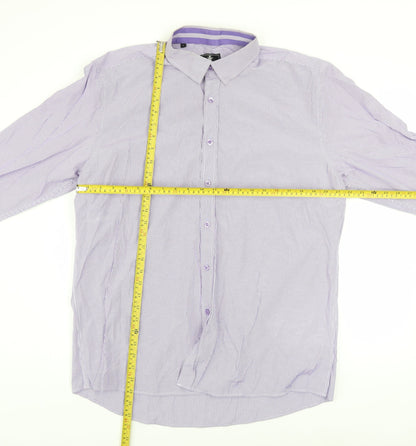 Daniel Rosso Men's Purple Striped Button-Up Shirt XL Classic Fit