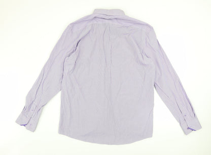 Daniel Rosso Men's Purple Striped Button-Up Shirt XL Classic Fit