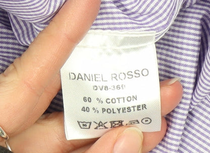 Daniel Rosso Men's Purple Striped Button-Up Shirt XL Classic Fit