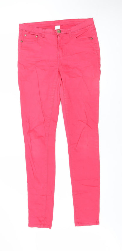 Womens UK Size L VILA Slim Fit Skinny Pink Jeans