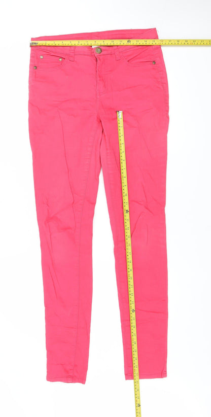 Womens UK Size L VILA Slim Fit Skinny Pink Jeans