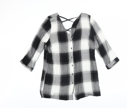 Womens UK Size 10 River Island Black Tunic Button-Up