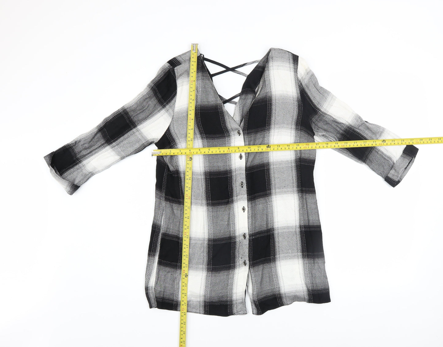 Womens UK Size 10 River Island Black Tunic Button-Up