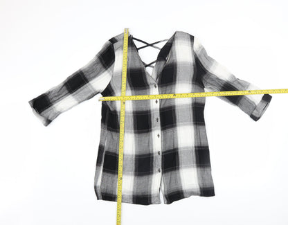 Womens UK Size 10 River Island Black Tunic Button-Up