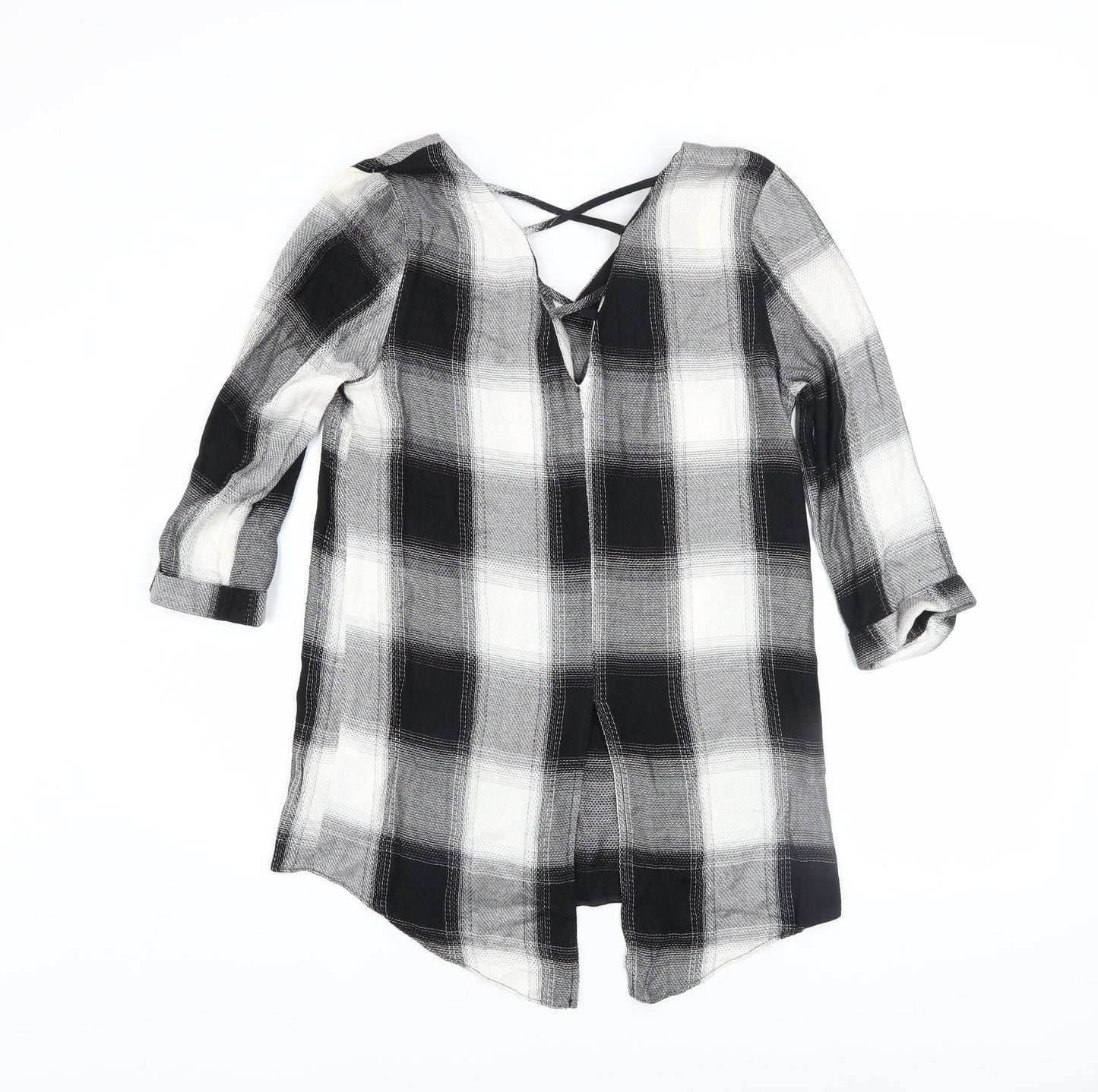 Womens UK Size 10 River Island Black Tunic Button-Up